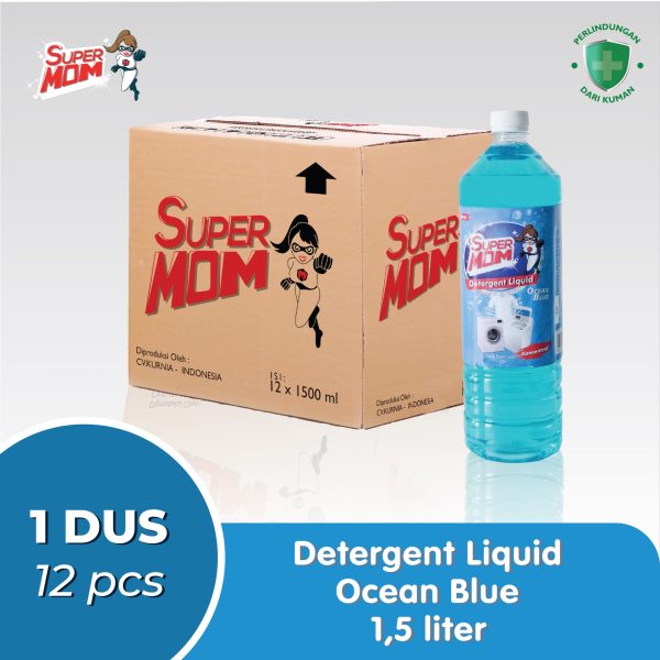 SuperMOM – Detergent Liquid ocean blue 1500 ML( isi: 12 Botol x 1,5 Liter )