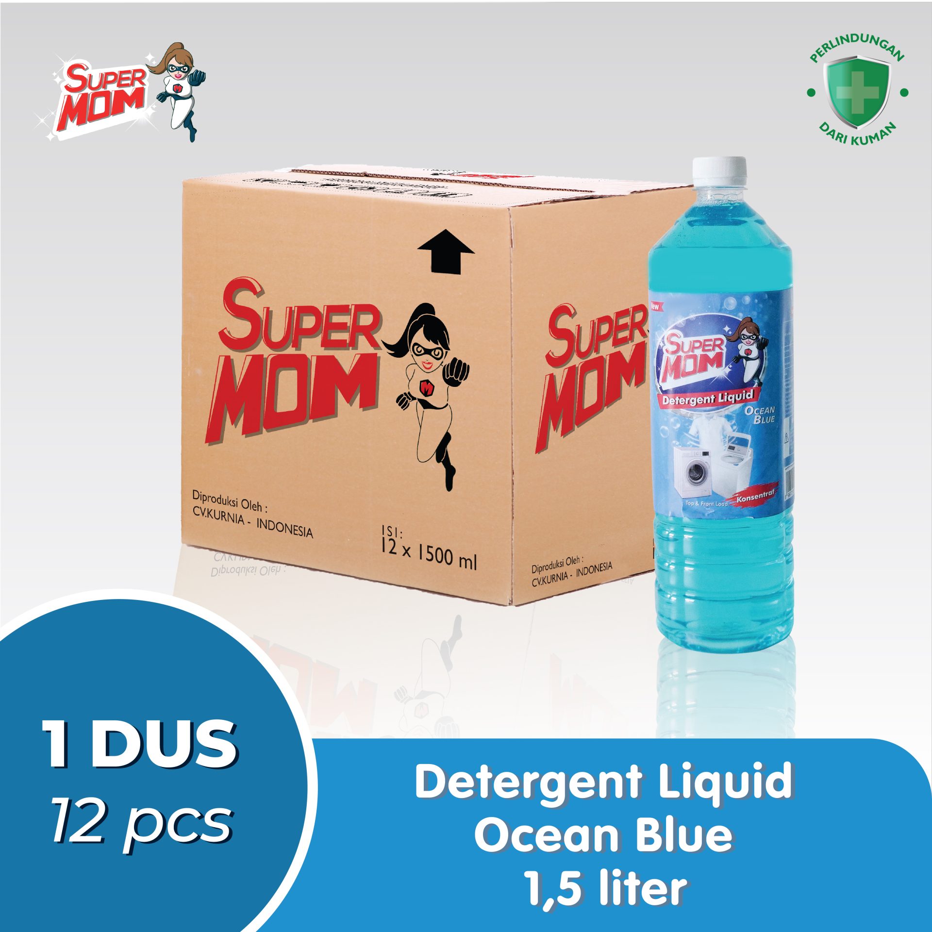 detergent liquid 1,5 L-25-24 SuperMOM – Detergent Liquid ocean blue 1500 ML( isi: 12 Botol x 1,5 Liter ) - Image 1